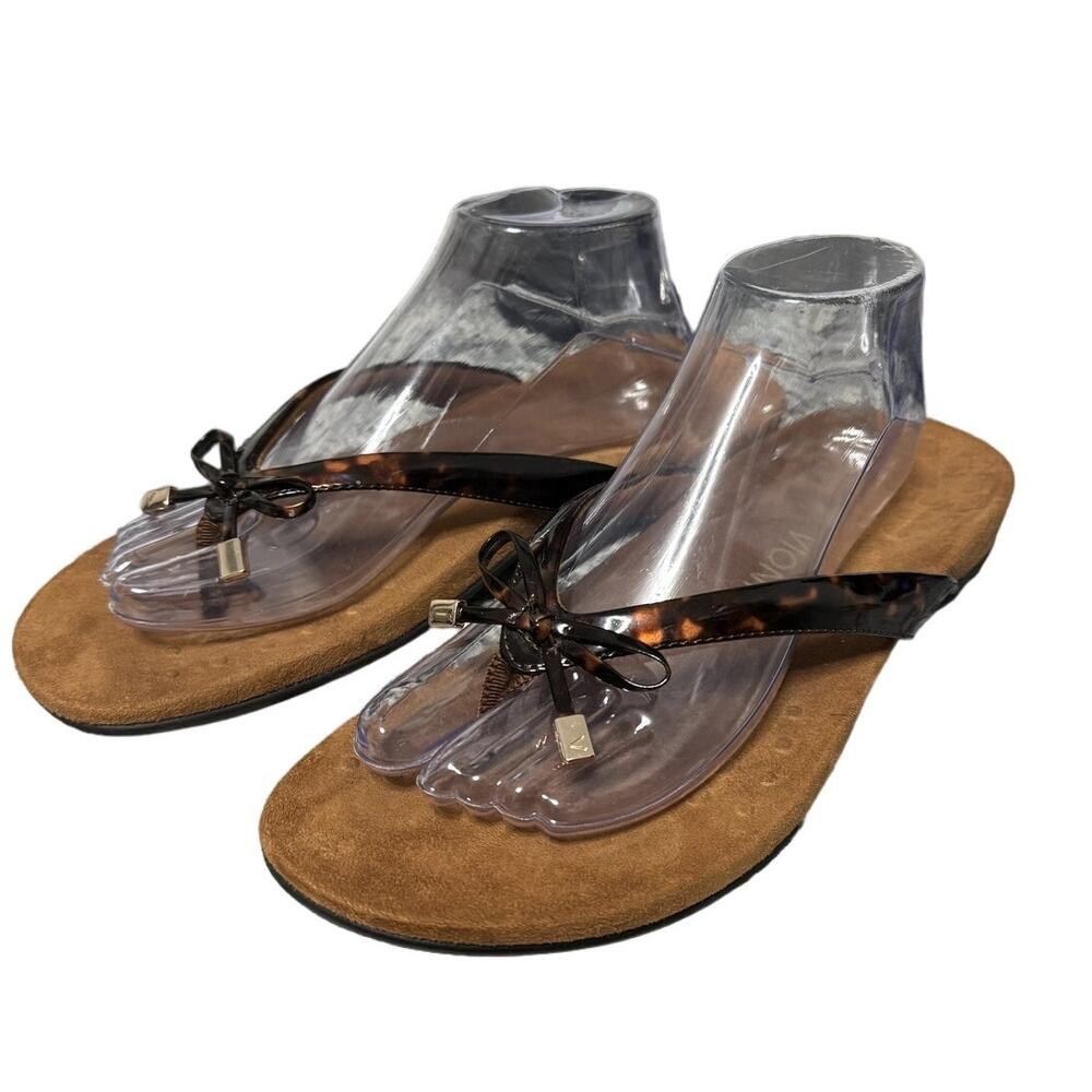 Vionic Womens Brown Animal Print Thong Sandle Slip On Size 11 Bella II